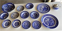 Box of Staffordshire ‘Blue Willow’ China - some