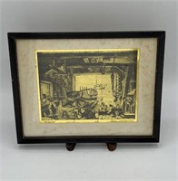 Lionel Barrymore "Old Boat Works" Gold Foil Art