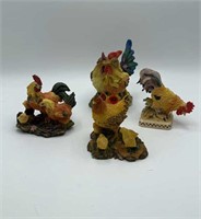 4 Rooster Figures