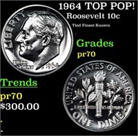 Proof 1964 Roosevelt Dime TOP POP! 10c Graded pr70