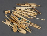 GROUP OF CARVED BONE IMPLEMENTS