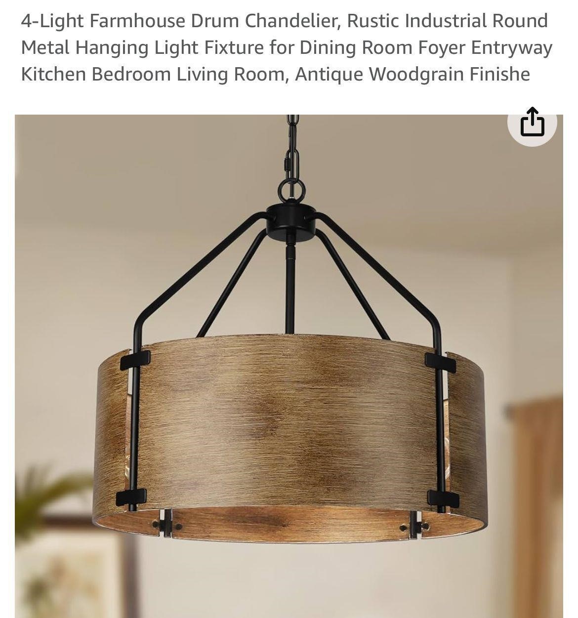 4-Light Farmhouse Drum Chandelier