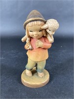 Anri Child Carrying Sheep on Back Figurine