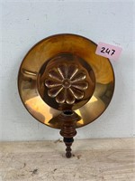 Vintage MCM Brass & Wood Wall Candle Holder