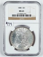 1888  Morgan Dollar   NGC MS-63