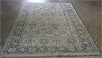 Indo-Oushak Carpet Rug w/ Crème & Green 2358