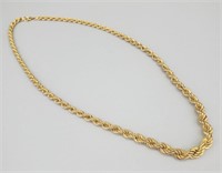 18K Gold Rope Necklace.