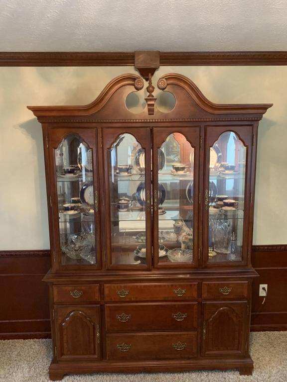 CHERRY CHINA HUTCH UNMARKED, 87" H X 61" W X 17"