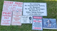 Sign Lot: Pilot, Unloading Zone, No Loitering