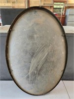Vintage Oval Brass Curved Glass Picture Frame
