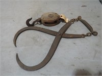 VINTAGE PULLEY & ICE TONGS