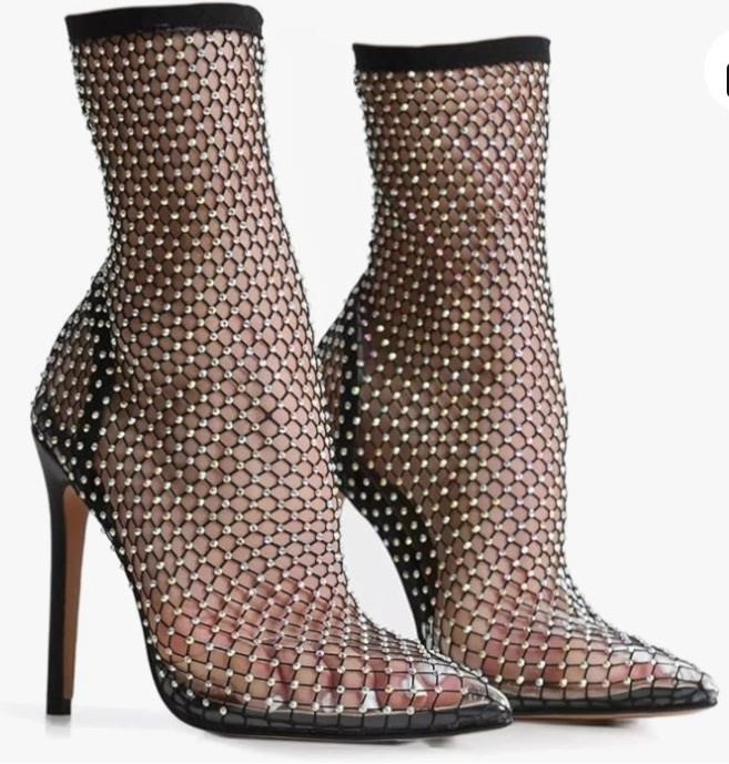 Rhinestones Diamante Stiletto Heel Ankle Sock
