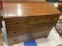 3 drawer dresser with brass drawer pulls,