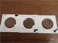 3 Large Cents - 1854, 1846, 1852