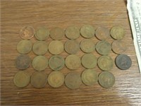 27 Indian Head Pennies Dated 1883-1908