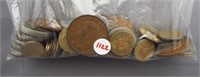 Large bag of foreign coins.