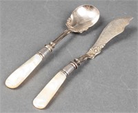 Sterling Silver and Mother of Knife and Spoon, 2