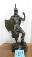 Warrior Bronze Sculpture on Marble Base