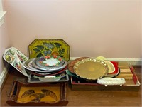 Vintage Trays and servers cutting boards