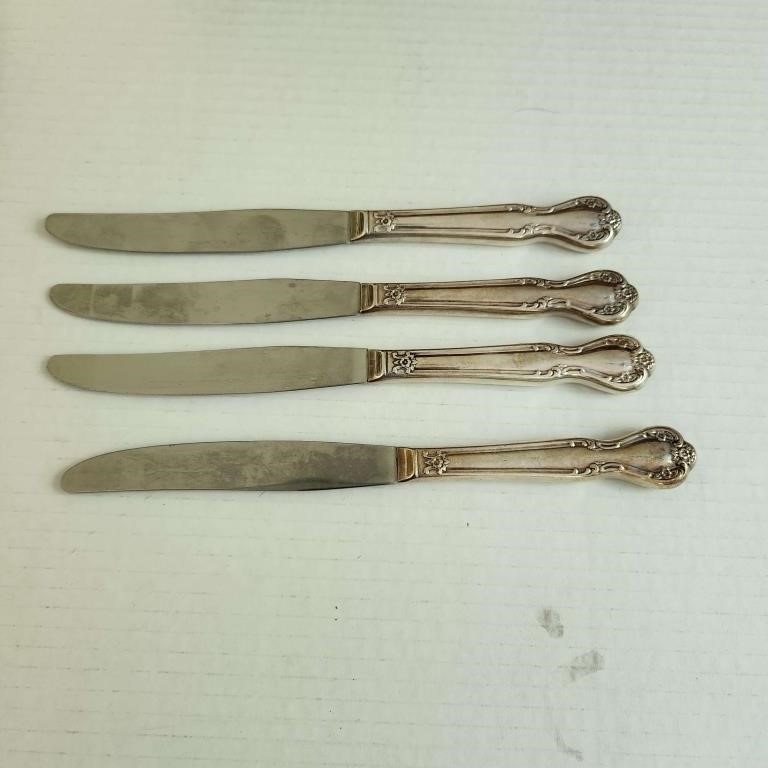 4 knives sterling handles