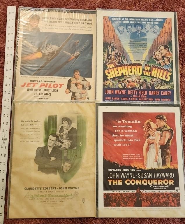 Lot of 4 Small John Wayne Movie Posters