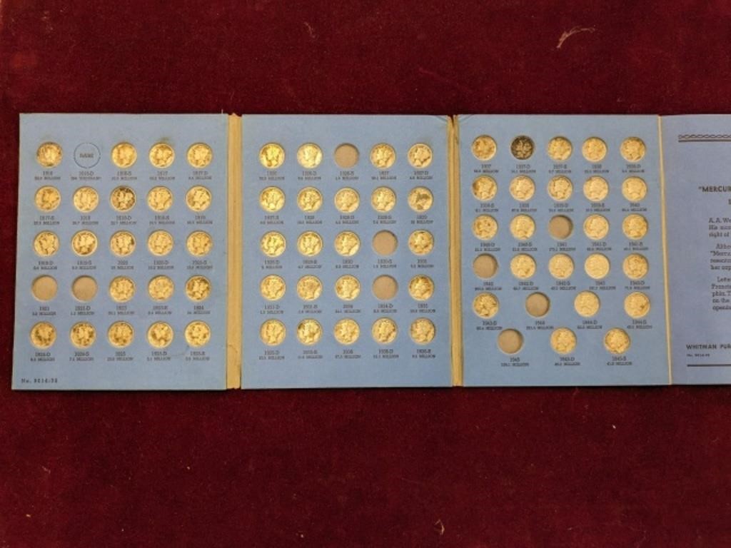 PARTIAL COLLECTION OF MERCURY DIMES