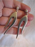 Vintage Sterling Silver Modernist Pierced Earrings