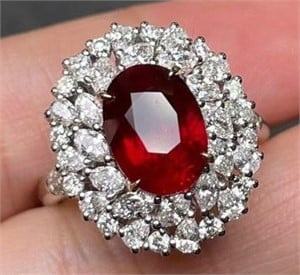 3.2ct natural pigeon blood ruby ring in 18k gold