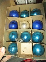Vtg. Blue Xmas Bulb Ornaments
