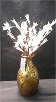 LIGHTED FLORAL WITH GOLD VASE