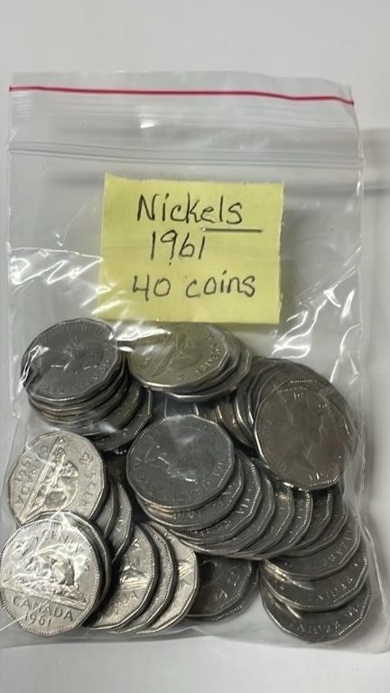 40 1961 Canadian Nickels