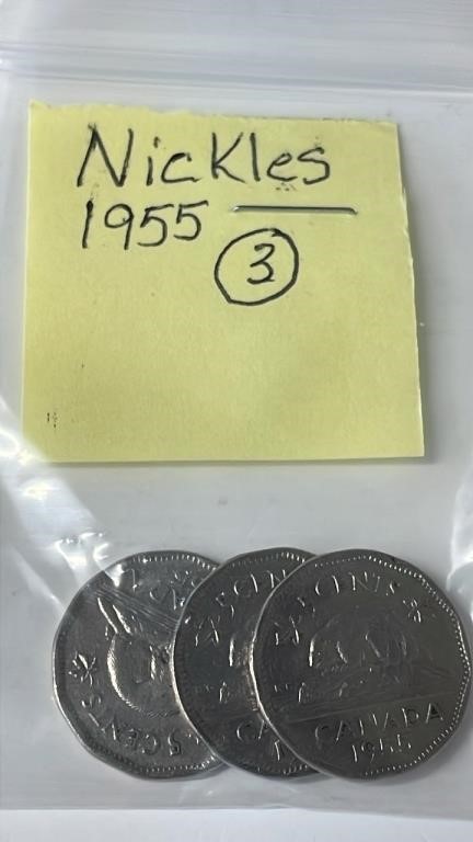 3 1955 Canadian Nickels