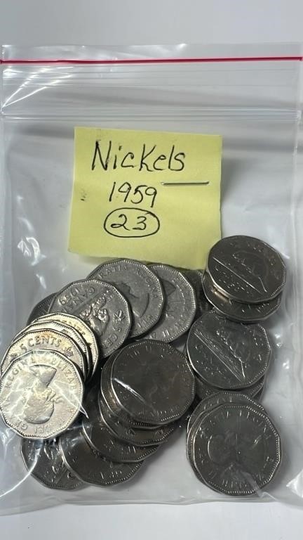 23 1959 Canadian Nickels