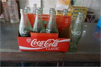 Coca  Cola Paper Holder with 6.5 oz Glass Bottles