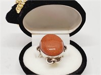 Goldstone Ring Size 8  Stamped 925 in Sheep Box