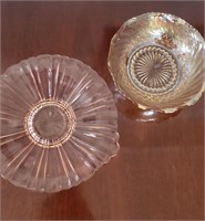 2 COLORED GLASS BOWLS