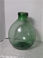 Vintage Large Hand Blown Green Glass Vessel Vase