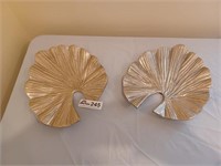 Pair of Silver Tone decorative serving plates