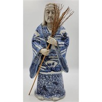 Antique Japanese Blue And White Porcelain Figure