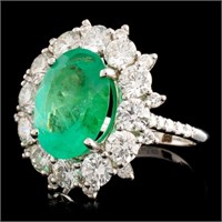 18K Gold Ring with 3.72ct Emerald & 2.61ctw Diam