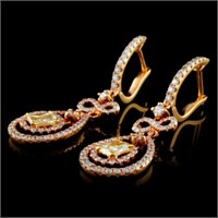 1.48ctw Fancy Color Diamond Earrings in 18K Rose G