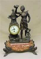 French Spelter Figural Clock.