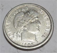 1906 AU Grade Barber Dime