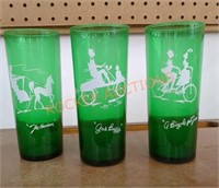Vintage Anchor Hocking green tall glasses