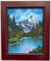 Beautiful Framed Mountain Landscape Oil Painting