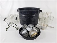 Canning Enamel Pot with Mason Jars