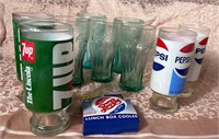 2 Vintage Pepsi-Cola 12oz Footed Glass