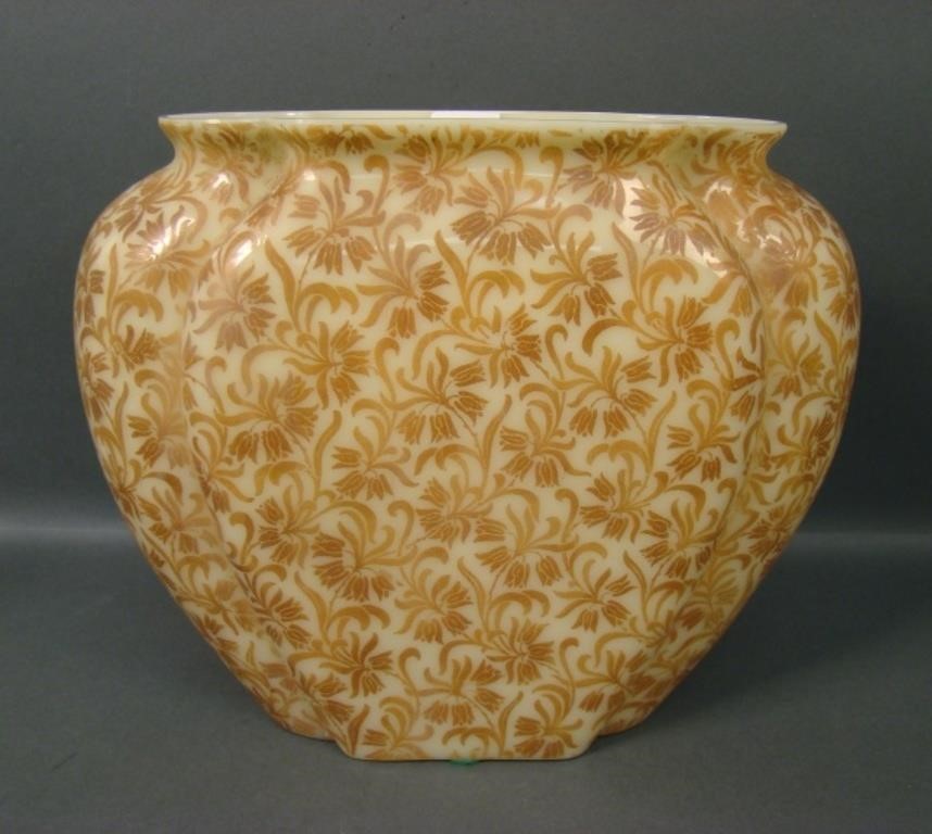 Rare Consol. Custard/ Orange Floral #2200 Vase