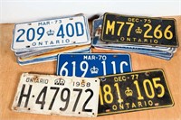 LOT OF 1970'S ONTARIO LICENSE PLATES