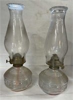 Pair of Oil Lamps 14" H